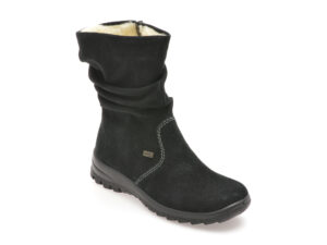 Ghete RIEKER negre, Z7171, din piele intoarsa