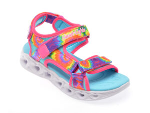 Sandale SKECHERS roz, HEART LIGHTS SANDALS, din material textil