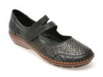Pantofi RIEKER negri, 44875, din piele naturala