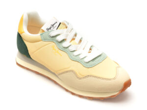 Pantofi sport PEPE JEANS galbeni, NATCH BASIC, din material textil