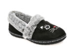 Papuci SKECHERS negri, BOBS TOO COZY, din material textil