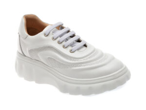 Pantofi EPICA albi, 49753, din piele naturala