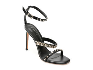 Sandale elegante EPICA negre, 104D01, din piele naturala