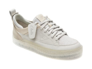 Pantofi CLARKS albi, SOMELAC, din nabuc
