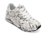 Pantofi sport SKECHERS alb-negru, UNO, din piele ecologica
