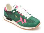 Pantofi sport PEPE JEANS verzi, BRIT RETRO, din piele intoarsa