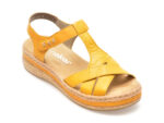 Sandale RIEKER galbene, V0919, din piele naturala