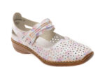 Pantofi RIEKER albi, 41399, din piele naturala