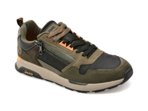Pantofi sport JEEP negri, M42110A, din piele naturala