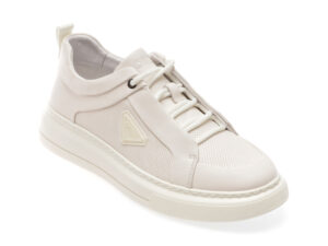 Pantofi OTTER albi, 30301, din piele naturala