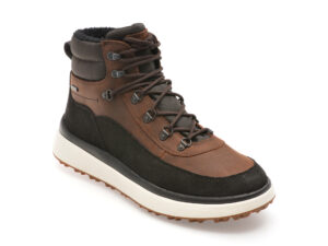 Ghete GEOX maro, U46FZD, din piele ecologica si material textil