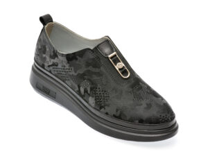 Pantofi IMAGE negri, 01502Z, din piele naturala
