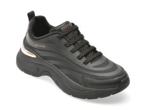 Pantofi sport SKECHERS negri, 177575, din piele ecologica