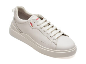 Pantofi HUGO albi, 9261, din piele naturala