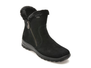 Ghete RIEKER negre, L7162, din piele intoarsa