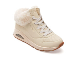 Ghete SKECHERS bej, UNO, din piele ecologica