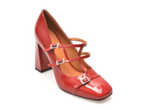 Pantofi eleganti EPICA rosii, E244, din piele naturala lacuita