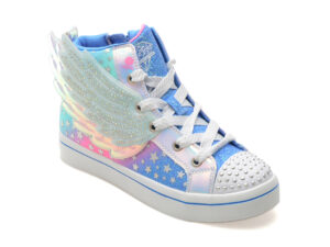 Ghete SKECHERS albastre, TWI-LITES 2.0, din piele ecologica