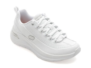 Pantofi sport SKECHERS albi, ARCH FIT 2.0, din piele naturala
