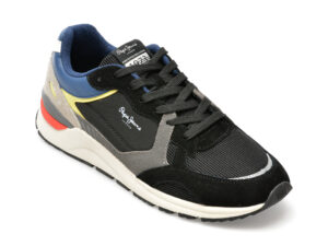 Pantofi PEPE JEANS negri, X20 FREE, din piele intoarsa