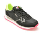 Pantofi sport PEPE JEANS negri, BRIT NEON, din material textil