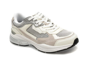 Pantofi sport PEPE JEANS albi, DAVE EVOLUTION, din piele ecologica