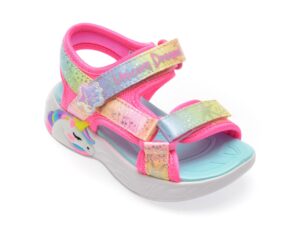 Sandale SKECHERS roz, UNICORN DREAMS SANDAL, din material textil