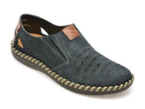 Pantofi RIEKER bleumarin, B24571, din piele naturala