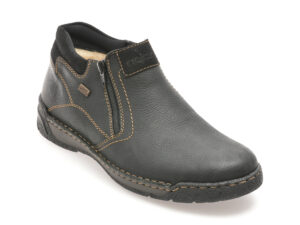 Ghete RIEKER negre, B0392, din piele naturala