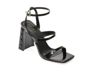Sandale EPICA negre, 827L, din piele naturala lacuita