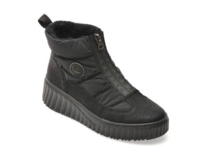 Ghete RIEKER negre, N2550, din material textil