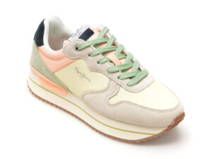 Pantofi sport PEPE JEANS galbeni, RUSPER SWEET, din piele intoarsa