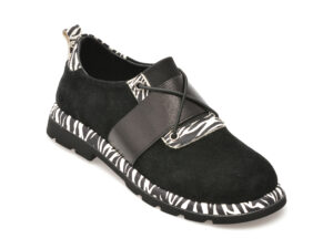 Pantofi EPICA negri, 117K480, din piele intoarsa