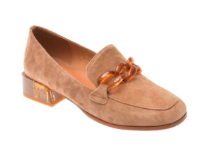 Mocasini EPICA bej, LD855, din piele intoarsa