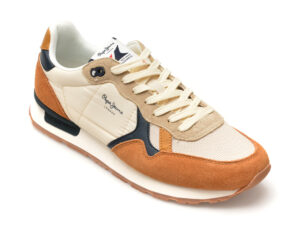 Pantofi sport PEPE JEANS maro, BRIT MIX, din material textil