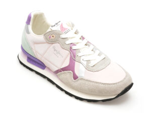 Pantofi sport PEPE JEANS gri, BRIT PRINT, din material textil
