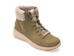 Ghete SKECHERS kaki, GLACIAL ULTRA, din piele intoarsa