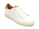 Pantofi PEPE JEANS albi, KENTON STREET, din piele ecologica