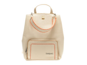 Rucsac DESIGUAL alb, SAKP20, din piele ecologica