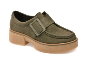 Mocasini CLARKS verzi, LINOMON, din nabuc