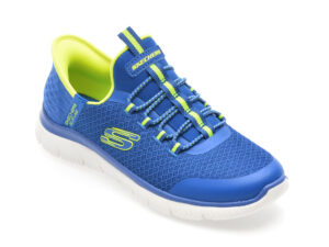 Pantofi sport SKECHERS albastri, SUMMITS, din material textil