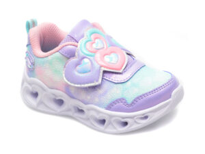 Pantofi SKECHERS mov, HEART LIGHTS, din material textil