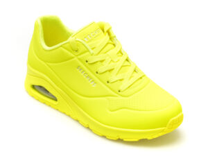Pantofi sport SKECHERS galbeni, UNO, din piele ecologica