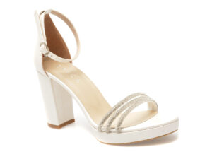 Sandale elegante EPICA albe, 289, din piele ecologica
