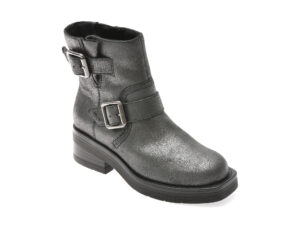 Ghete CLARKS argintii, REBELLE BUCKLE, din piele naturala
