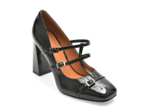 Pantofi eleganti EPICA negri, E244, din piele naturala lacuita