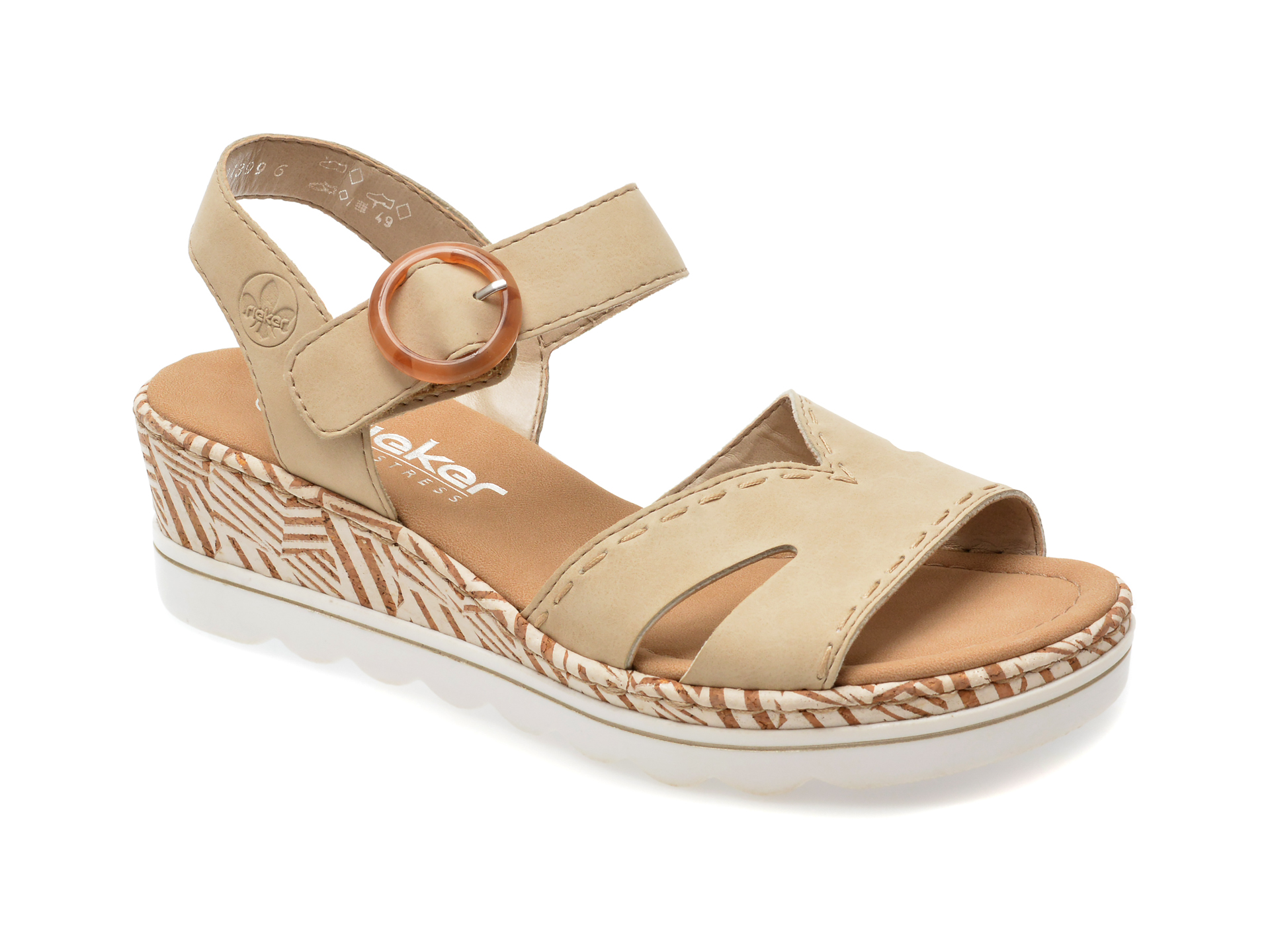 Sandale RIEKER bej, 67173, din piele ecologica