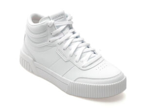 Ghete SKECHERS albe, JADE, din piele ecologica
