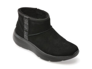 Ghete SKECHERS negre, ON-THE-GO ENCORE, din piele intoarsa
