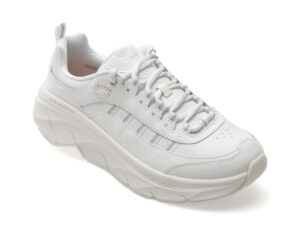 Pantofi sport SKECHERS albi, D LUX WALKER 2.0, din piele ecologica